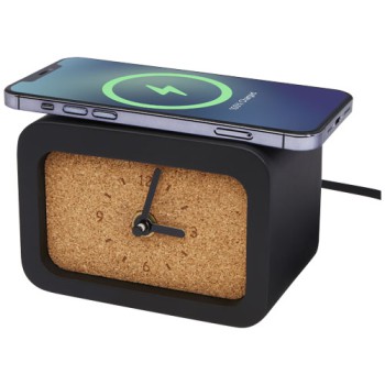 Gadget per smartphone personalizzato con logo - Orologio da tavolo con ricarica wireless in roccia calcarea Momento