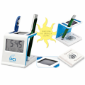 Orologio da tavolo personalizzabile con portapenne e display solare LCD