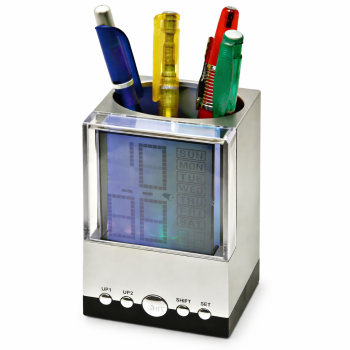 Orologio da tavolo personalizzabile portapenne digitale con cambio colore