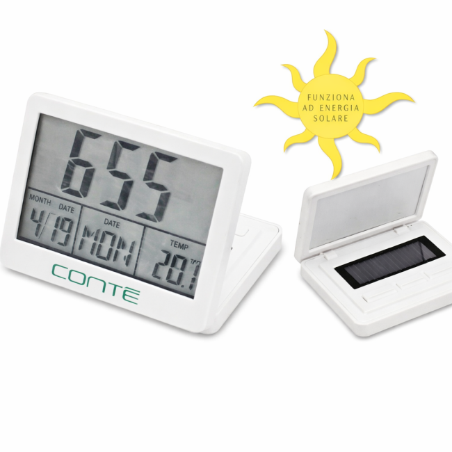 Gadget personalizzati in offerta - Orologio da tavolo solare personalizzabile con ora data giorno e temperatura