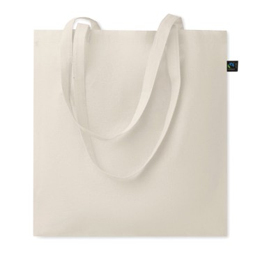 Shopper personalizzabile in cotone Fairtrade con manici lunghi