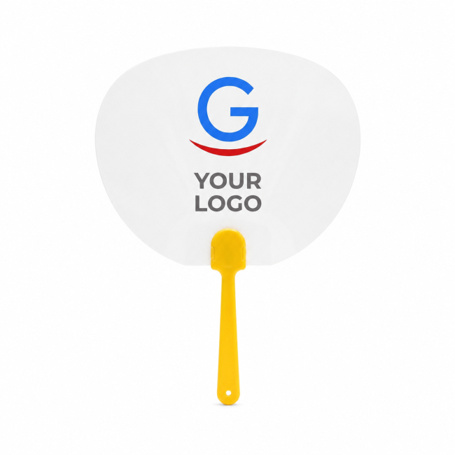 ventaglio personalizzato con logo - Pai pai personalizzabile superficie satinata bianco manico colorato