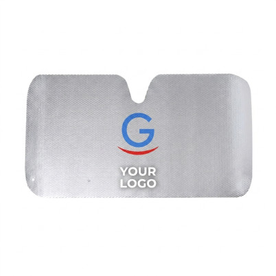 Parasole da auto personalizzabile argento metallizzato 130x70 cm senza bordi