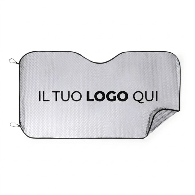 Gadgets automobile - Parasole personalizzabile argento metallizzato 130x70 cm con bordi neri