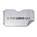 Parasole personalizzabile argento metallizzato 130x70 cm con bordi neri