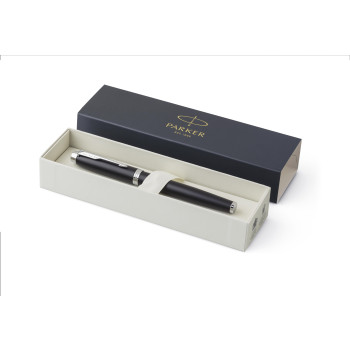 Penna in metallo personalizzata con logo - Parker, penna rollerball IM cromata