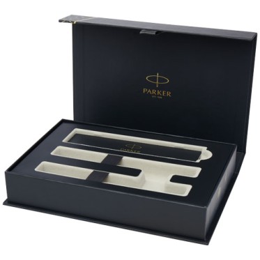 Penna di lusso elegante di qualità personalizzata con logo - Parker set penna a sfera e penna roller acromatiche in confezione regalo IM