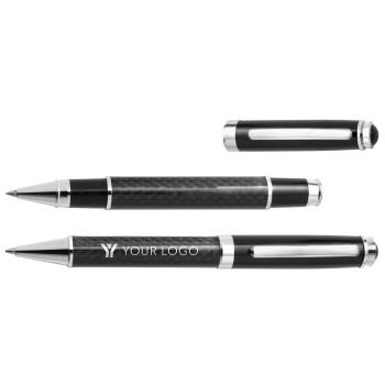 Penna di lusso elegante di qualità personalizzata con logo - Parure in fibra di carbonio Ziva