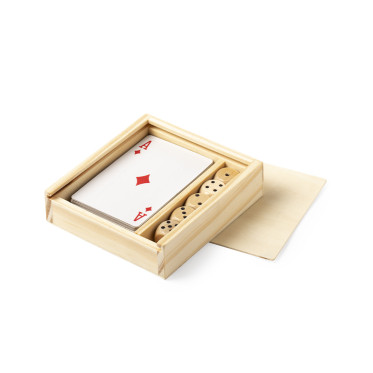 Set di giochi personalizzabile con carte francesi e dadi in legno