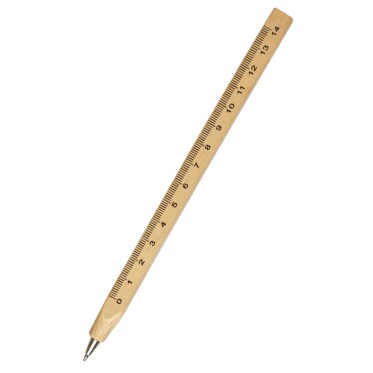 Penna personalizzata in legno con righello inciso e refill blu