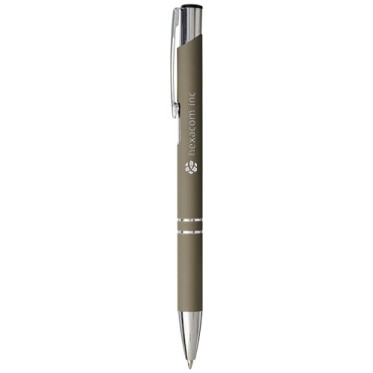 Penna personalizzata con logo  - Penna a sfera a scatto Moneta soft touch