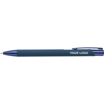gadget ecologici con logo - Penna a sfera alluminio riciclato con rivestimento gommato Anisa
