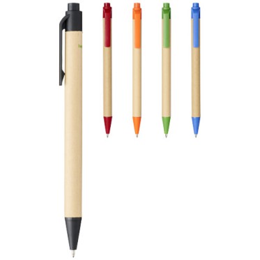 Penna personalizzata con logo  - Penna a sfera Berk in cartone riciclato e plastica derivata dal mais