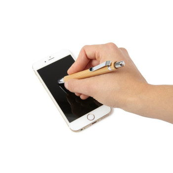 Penne touch screen personalizzate con logo - Penna a sfera capacitiva in bamboo Jerome