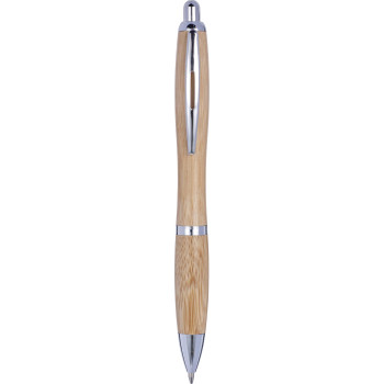 Penne in legno personalizzate con logo - Penna a sfera Carson | Bambù | Dettagli argento