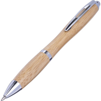 Penne in legno personalizzate con logo - Penna a sfera Carson | Bambù | Dettagli argento