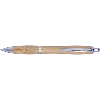 Penne in legno personalizzate con logo - Penna a sfera Carson | Bambù | Dettagli argento