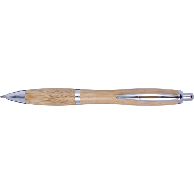 Penne in legno personalizzate con logo - Penna a sfera Carson | Bambù | Dettagli argento