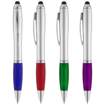 Penna a sfera con stylus e impugnatura colorata Nash