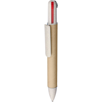 gadget ecologici con logo - Penna a sfera Deborah | Cartone riciclato e paglia di frumento | 4 colori