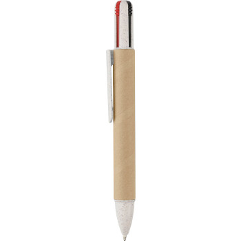 gadget ecologici con logo - Penna a sfera Deborah | Cartone riciclato e paglia di frumento | 4 colori