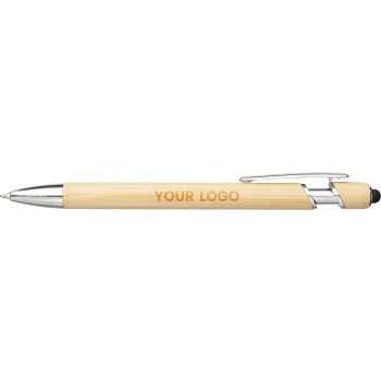 gadget ecologici con logo - Penna a sfera di bambù capacitiva Manuela
