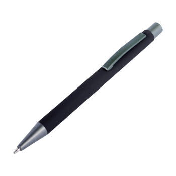Penna in metallo personalizzata con logo - Penna a sfera Emmett | Riciclata | Finitura gommata