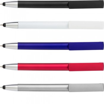 Penne touch screen personalizzate con logo - Penna a sfera in ABS capacitiva, refill jumbo blu