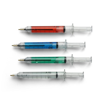 Penna personalizzata con logo  - Penna a sfera in ABS riciclato a forma di siringa Dr. David