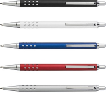 Penna in metallo personalizzata con logo - Penna a sfera in alluminio, refill blu