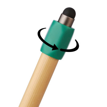 Penne touch screen personalizzate con logo - Penna a sfera in bambù con funzione spinner in ABS riciclato Fenn