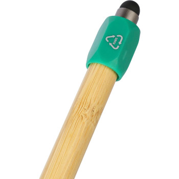 Penne touch screen personalizzate con logo - Penna a sfera in bambù con funzione spinner in ABS riciclato Fenn