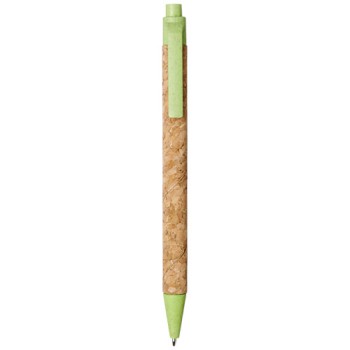 Penne ecologiche personalizzate con logo - Penna a sfera in sughero e paglia di grano Midar
