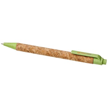 Penne ecologiche personalizzate con logo - Penna a sfera in sughero e paglia di grano Midar