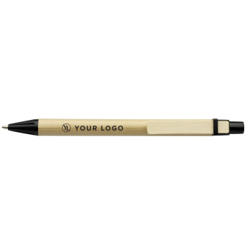 Penne in legno personalizzate con logo - Penna a sfera Kartoni | Corpo in carta | Clip in legno