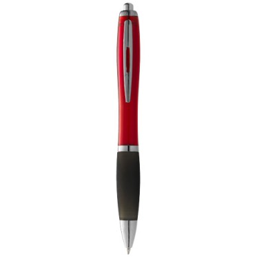 Penna personalizzata con logo  - Penna a sfera Nash con fusto colorato e impugnatura nera