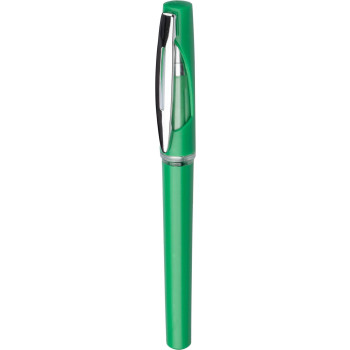 Penna in metallo personalizzata con logo - Penna roller in ABS con refill gel nero Karin