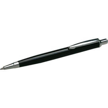Penna in metallo personalizzata con logo - Penna sfera alluminio colore nero finiture cromato (ex 78063a601)