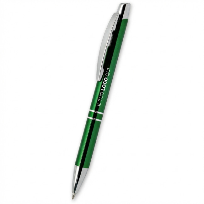 Penna in metallo personalizzata con logo - Penna sfera personalizzabile alluminio colorato con apertura a scatto