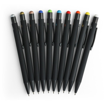 Penna personalizzata con logo  - Penne a sfera in alluminio riciclato con finitura gommata Formentera