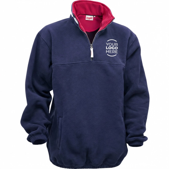 Pile in polar fleece personalizzato blu navy con zip frontale e colletto alto