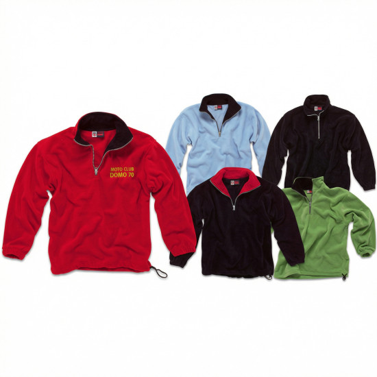 Pile personalizzabile azzurro con interno blu navy e zip frontale