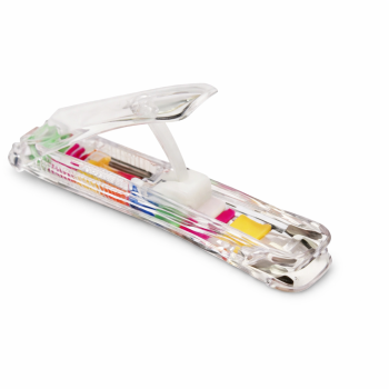 Gadget personalizzati in offerta - Pinza per clip personalizzabile set 50 clip colorati con confezione PVC trasparente