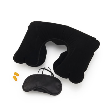 Set da viaggio personalizzabile con cuscino, maschera e tappi auricolari arancione