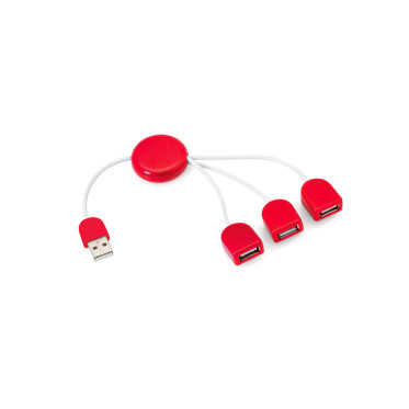 USB hub personalizzabile con tre porte USB 2.0 e cuscinetto liscio
