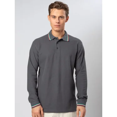 Maglietta maniche lunghe personalizzabile Black Spider collo tricolore elegante