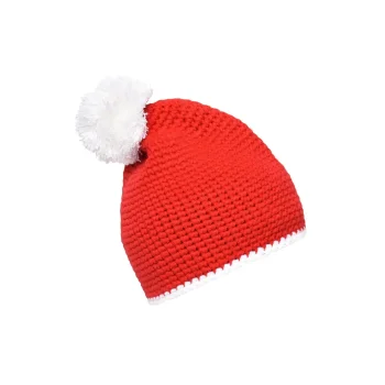 Pompon Hat with Contrast Stripe