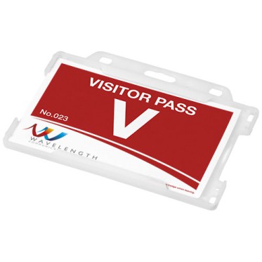 Portabadge congressi personalizzati con logo - Porta badge in plastica riciclata Vega