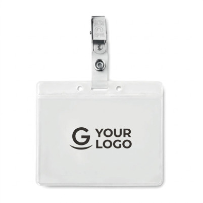 Porta badge personalizzato con clip metallica in PVC