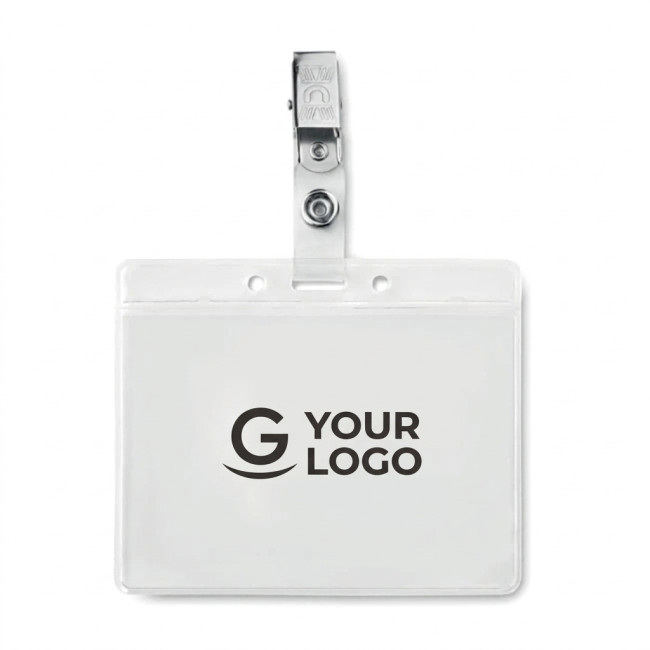 porta badge personalizzati - Porta badge personalizzato con clip metallica in PVC